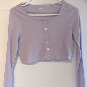 Lilac Long sleeve Top with waffle material